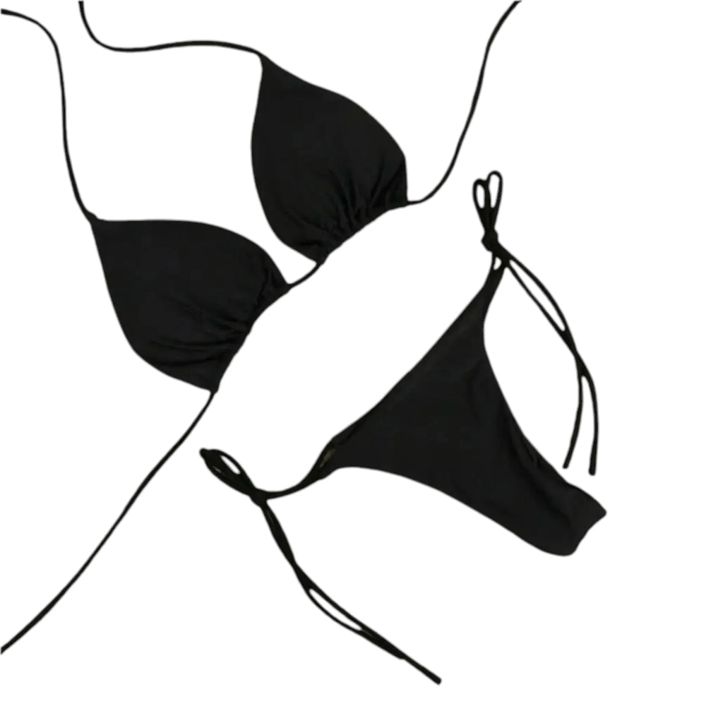 Women's Solid Halter Bikini Set - Two-Piece Swimwear